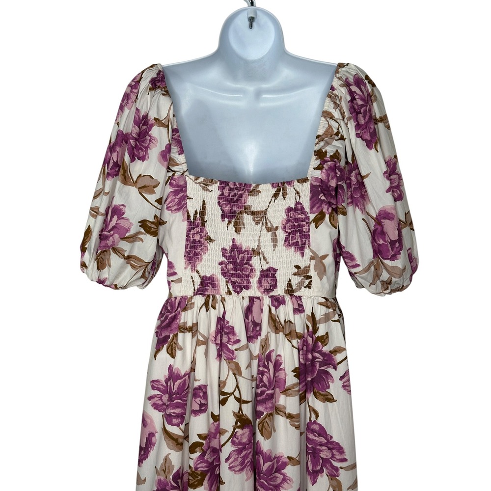NEW Abercrombie & Fitch Emerson Poplin Puff Sleeve Midi Dress Medium Floral NWT - Picture 5 of 13